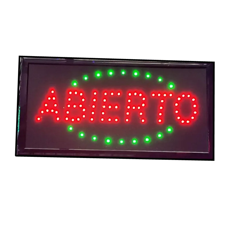 Hanging outdoor flashing light LED marquee sign door head ABIERTO color signboard
