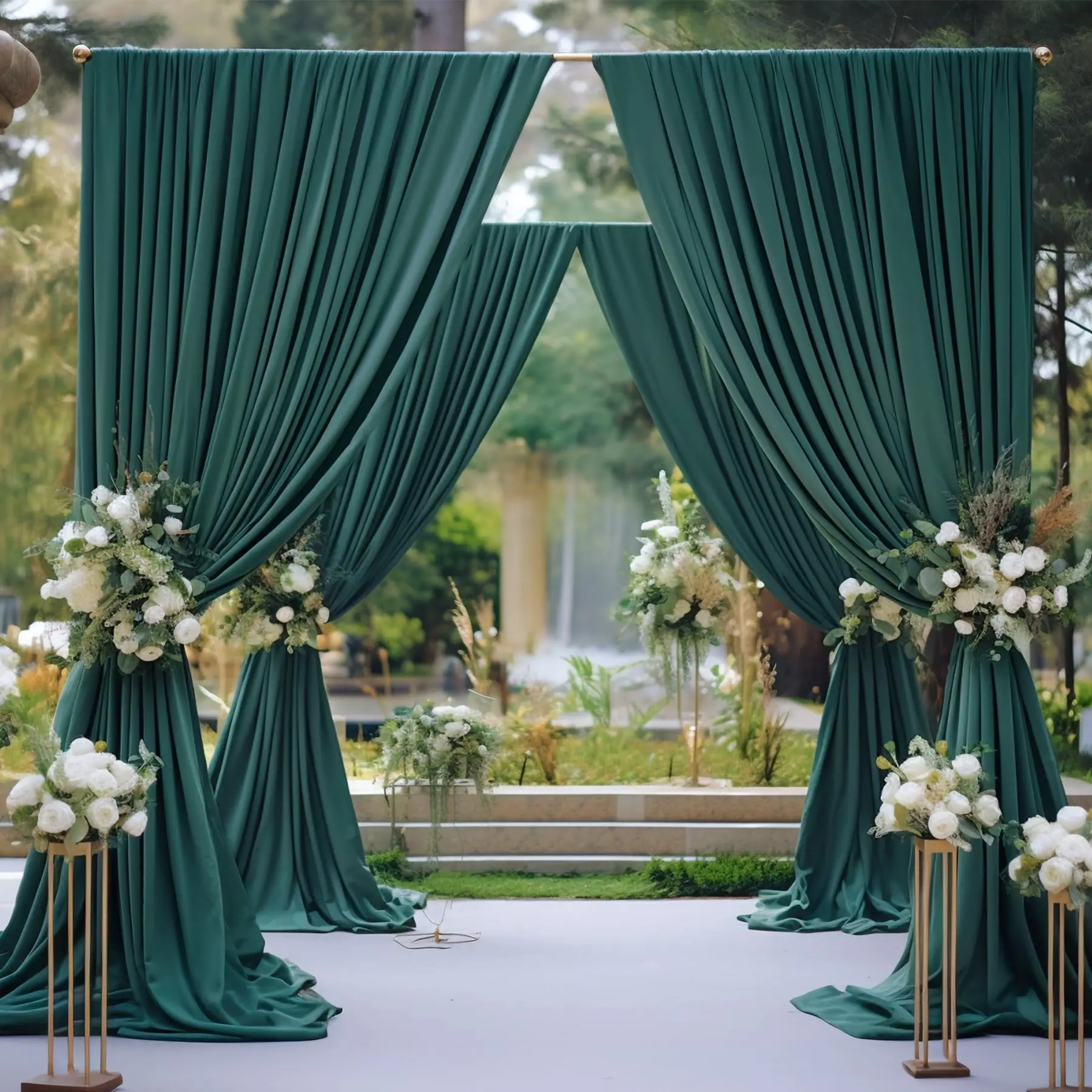 Hunter Green Backdrop Curtain Parties Dark Green Wrinkle Free Drapes Panels for Baby Shower Birthday Party Background Decoration