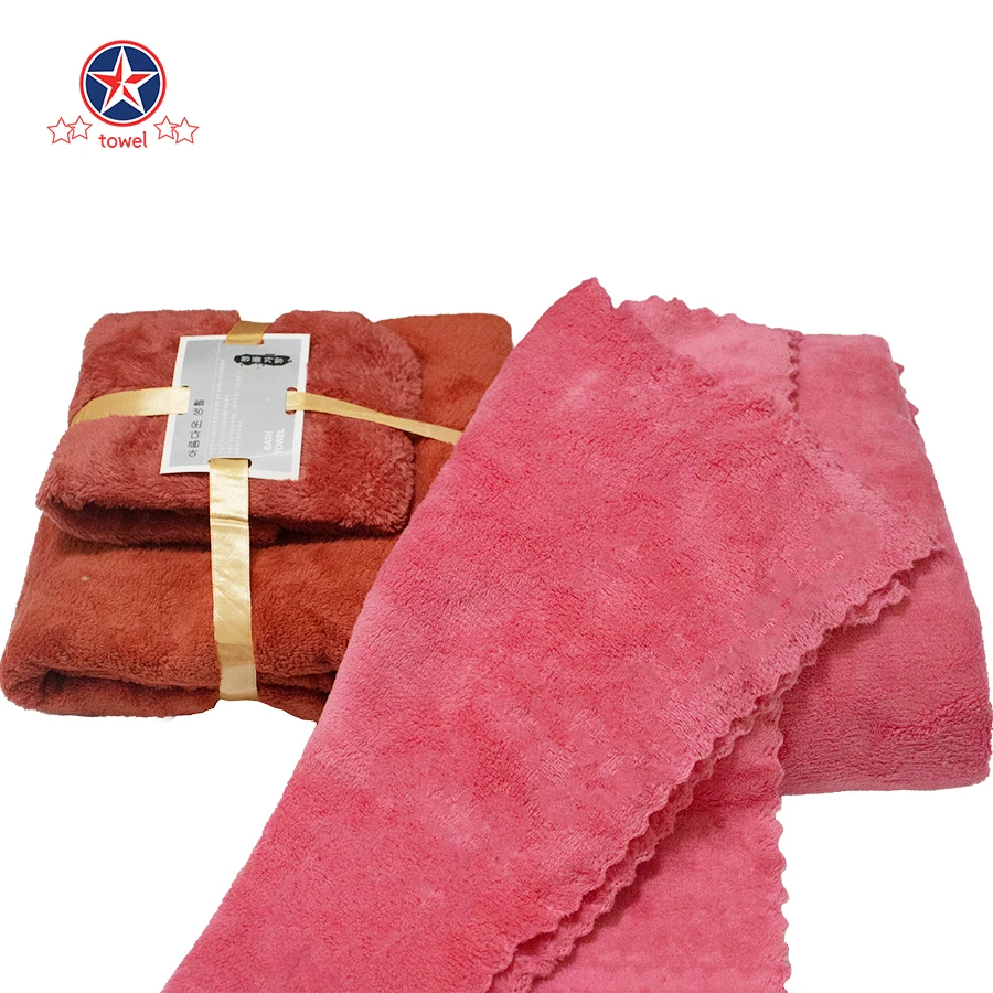 Custom Solid Bath Towel 100% Coral Velvet Deluxe Luxury Hotel Custom Bath Towel Set