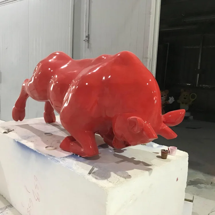 Fiberglass red bull Resin craft animal models for sale  Outdoor Art Deco sculpture ornaments Cartoon decoration gift props