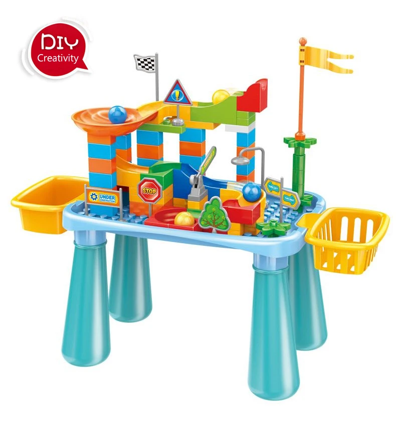 multifunctional creative DIY assemble Slide Balls Rolling Track Toy marble run toy building blocks table toy set for kids