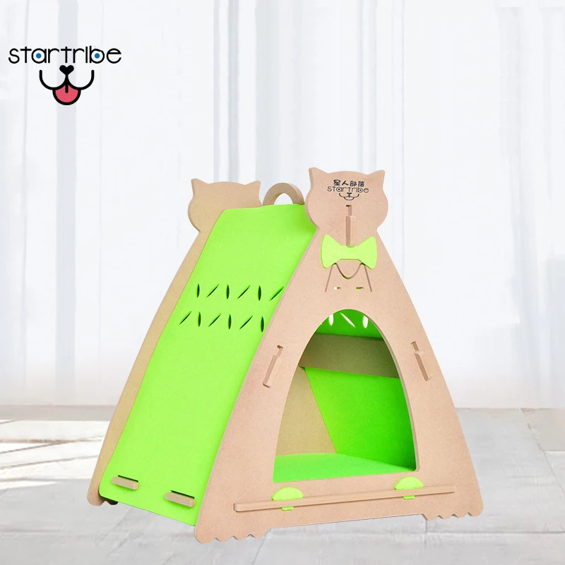 E1 level OSB Customized Luxury Durable Eco-friendly Triangle Cat Wooden House