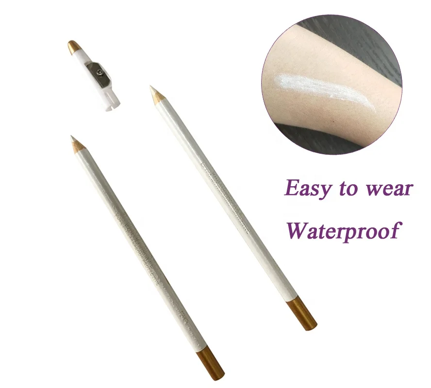 Soft Private Label Eyebrow Pencil Permanent Makeup Brow Definer Pencil with Sharpener White Microblading Mapping Eyebrow Pencil