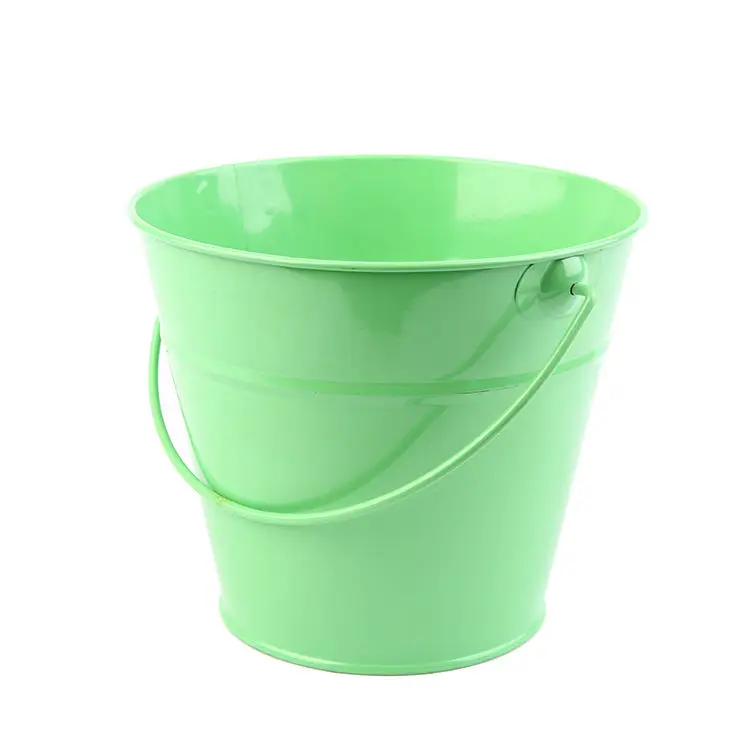 Round small green garden water bucket outdoor plant granden bucket