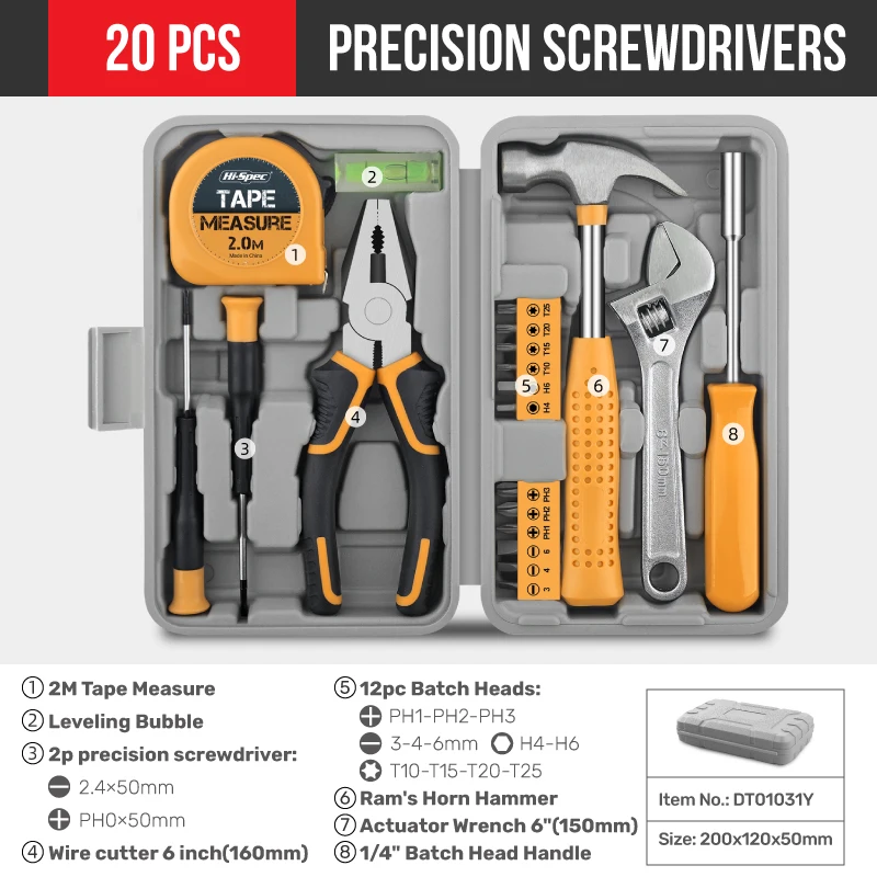 20pcs Mini DIY Basic Professional  Home Tool Kit Household Hand Tools with Wrench for Home Repair Set OEM Support