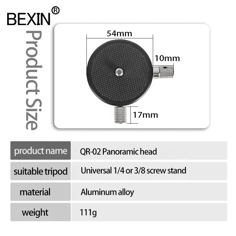 
BEXIN Universal dslr camera tripod accessories portable Panoramic Swivel 360 Degree Horizontal rotation photography head Mount 