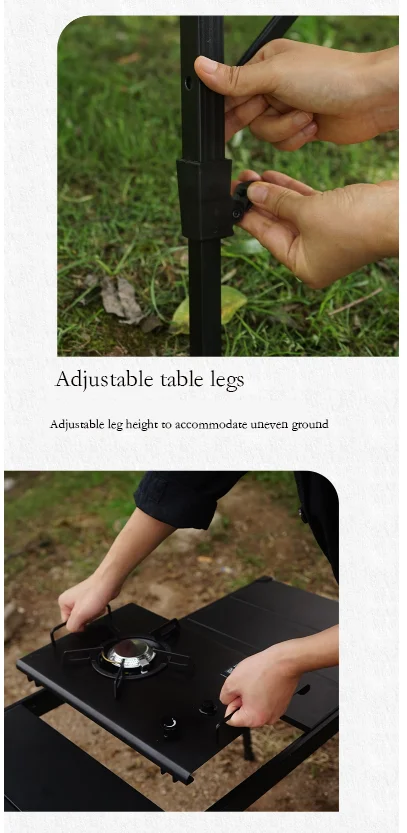 Outdoor Adjustable Aluminum Table Portable Camping Egg Roll Picnic Barbecue Kitchen IGT Mobile Foldable Kitchen Table