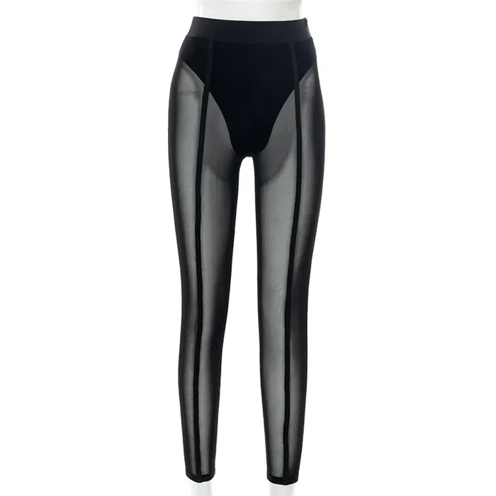 L575-new arrivals 2022  going out clothes black mesh leggings butt pants for women