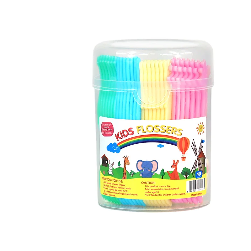 Private Label Bpa Free Colored Ultra Floss Kids Plastic Dental Flosser Pick Toothpick With Case For Children