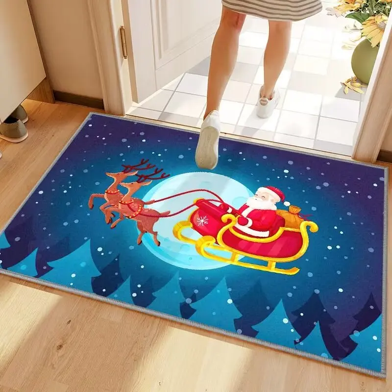 Family carpet faux cashmere Christmas element carpet doorway carpet small floor mat  hot sell mat residential rug