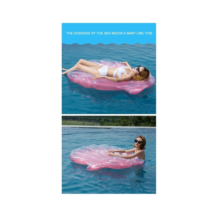 New rose gold sequin shell floating bed inflatable adult kids swimming rings boat