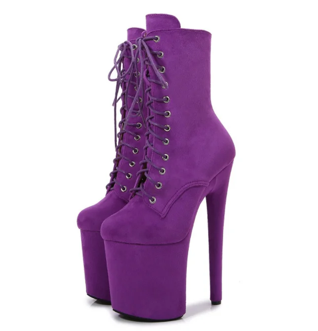 Suede thin heel 20cm pole dance high heels platform thin heel thick soled fashion club boots large Gothic high boots