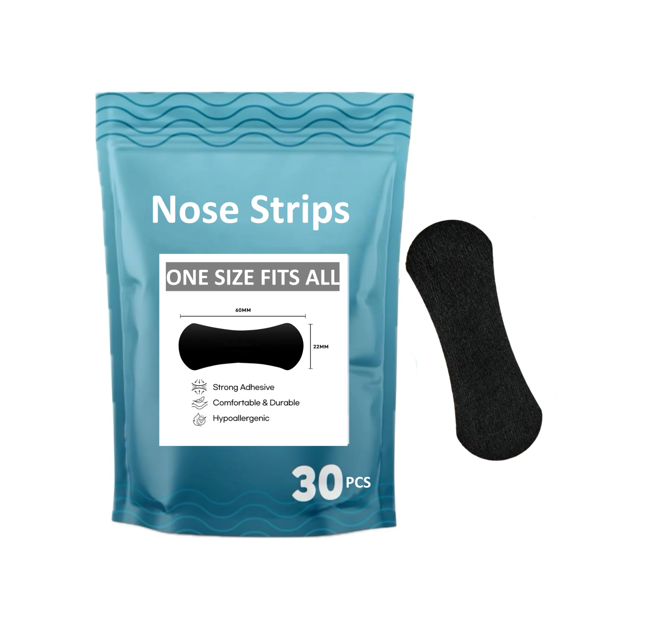 30 Pcs New Black Nasal Strips custom logo bag for better sleep nose tape anti snoring nose strip nasal plaster for better breath