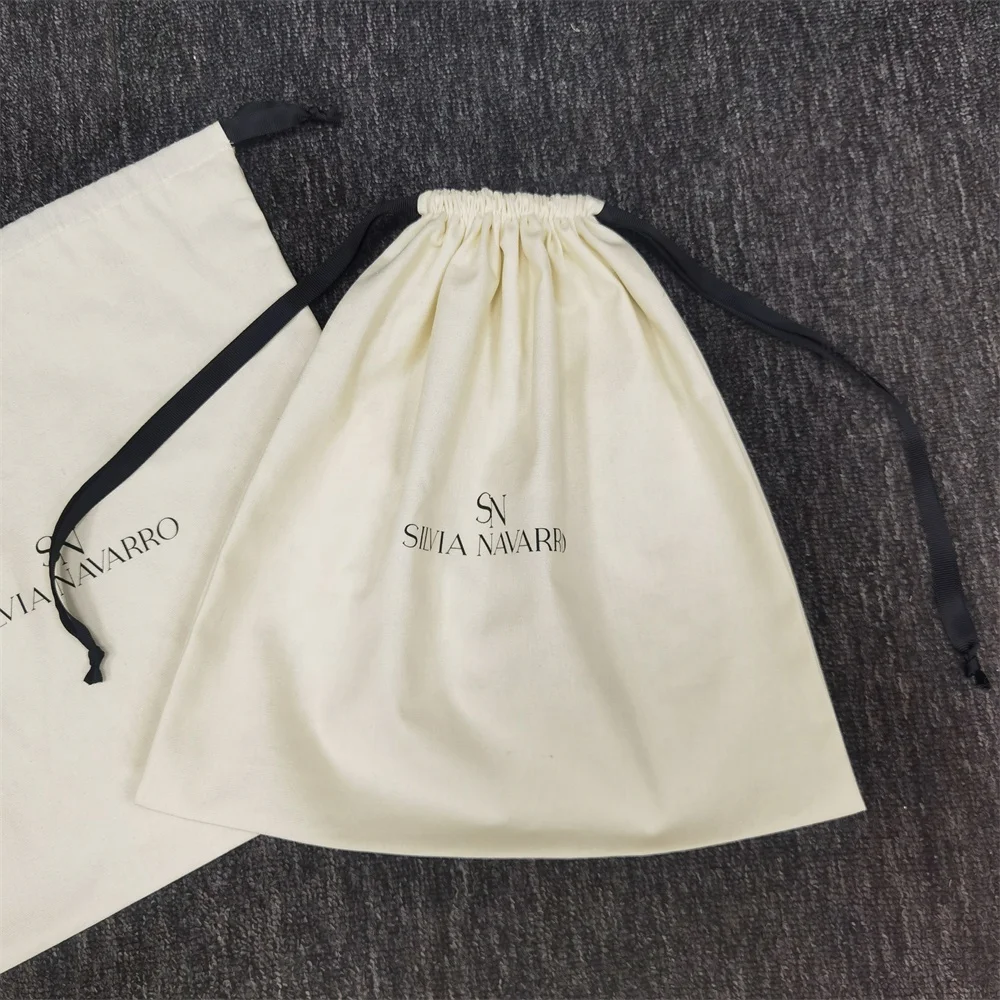 Cotton Canvas Cosmetic Drawstring Bag Custom Logo Makeup Drawstring Shoe Bag Eco Cloth Drawstring Pouch For Tote Bag
