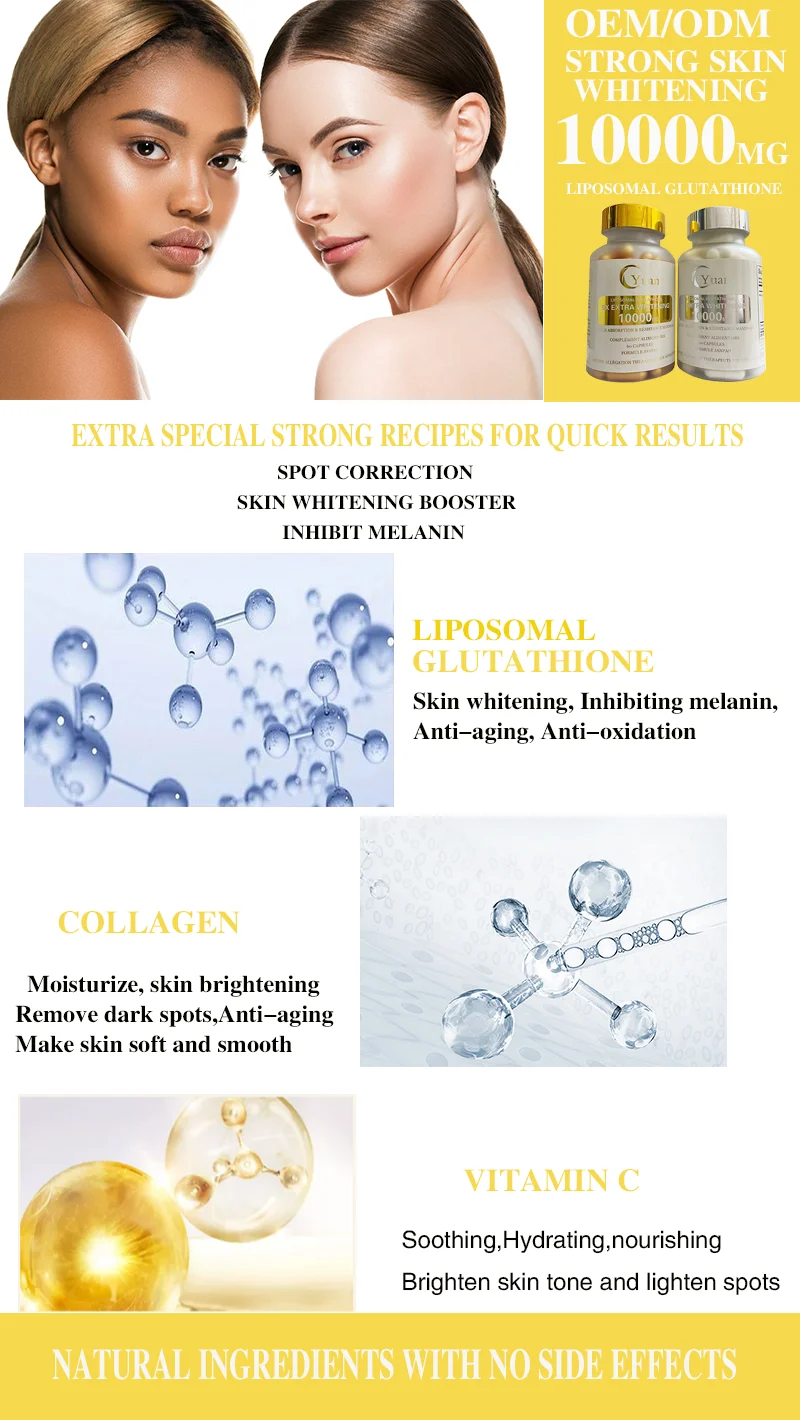 Powerful halal glutathione collagen vitamin C skin whitening capsules