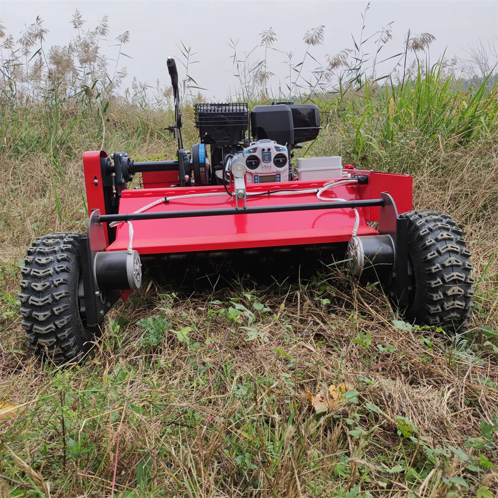 Remote Controlled 4 Wheels Self-Propelled Rotary Tiller Agricultural remote control flail grass mower