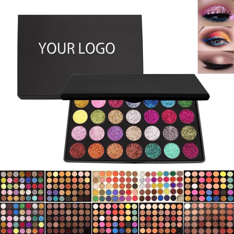 35 цветов блестящие нюдовые матовые тени для век Палитра теней частная этикетка низкий минимальный заказ макияж для век с высоким пигментом