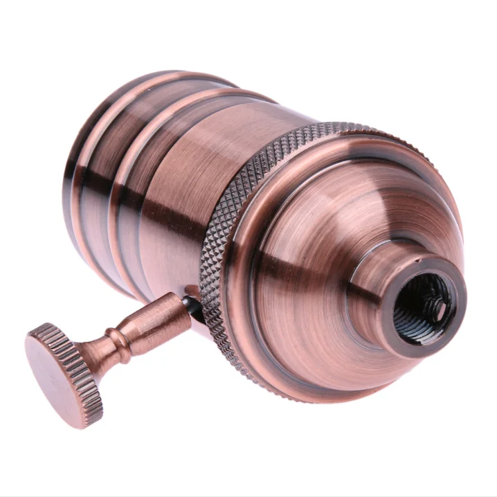 Antique Red Copper Lamp Socket  for Edison Bulb Switch Aluminium Lamp Holder Vintage