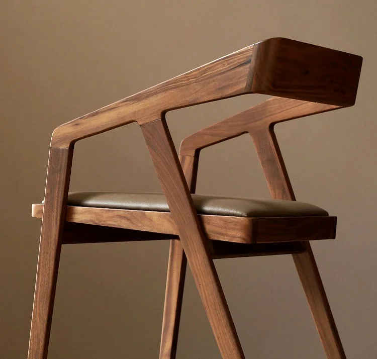 Nordic Wooden Dining Chair Armless Upholstered Dining Room Chairs With Pu Leather Cushion for Hotel restaurant wooden chair