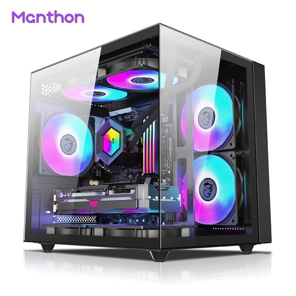 Manufacturer Custom M-Atx Cases & Towers With Tempered Glass Cabinet RGB Cooling Fan PC Computer Case
