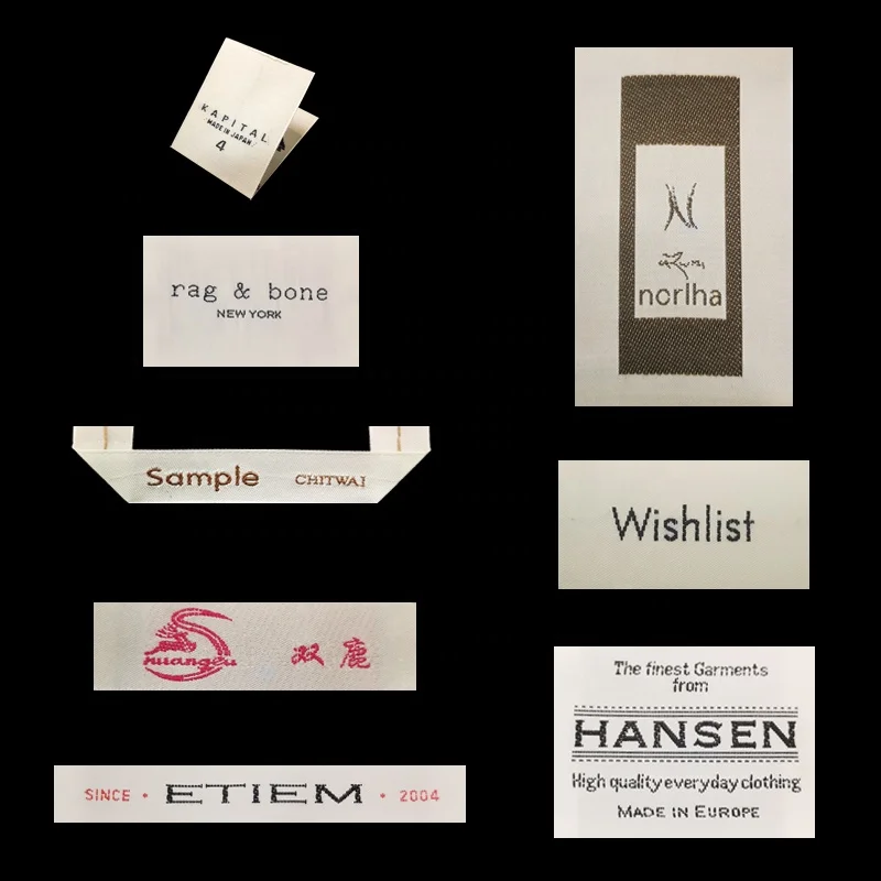 Custom Brand Clothing Label Manufacturer Woven Label with Centre folded