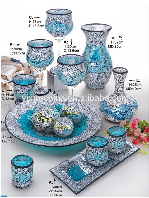 Black and luxcury mosaic glass flower vases with high quality