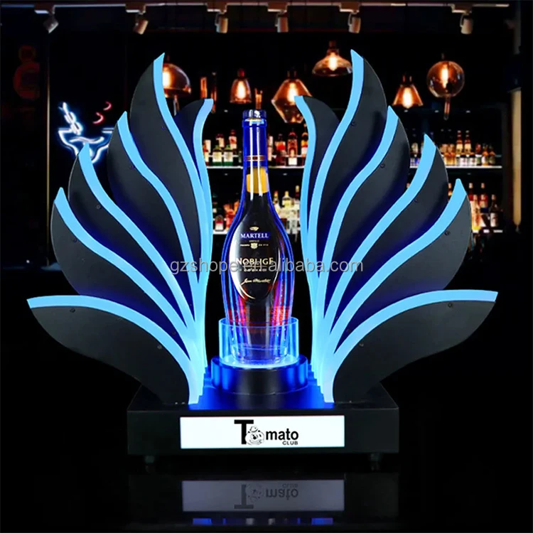 SHP Custom Acrylic Wine Bottle Glorifier Rack Led Lighting Base Display Whisky Bottle Glorifier Display