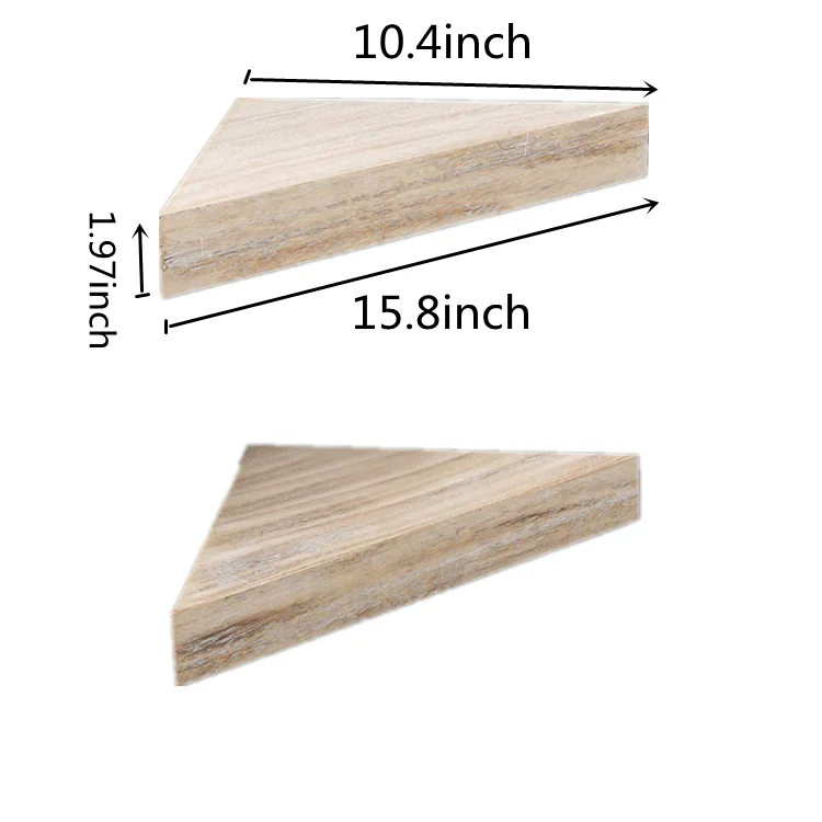 Factory solid wood three tiered kitchen floating corner decor wall shelf set