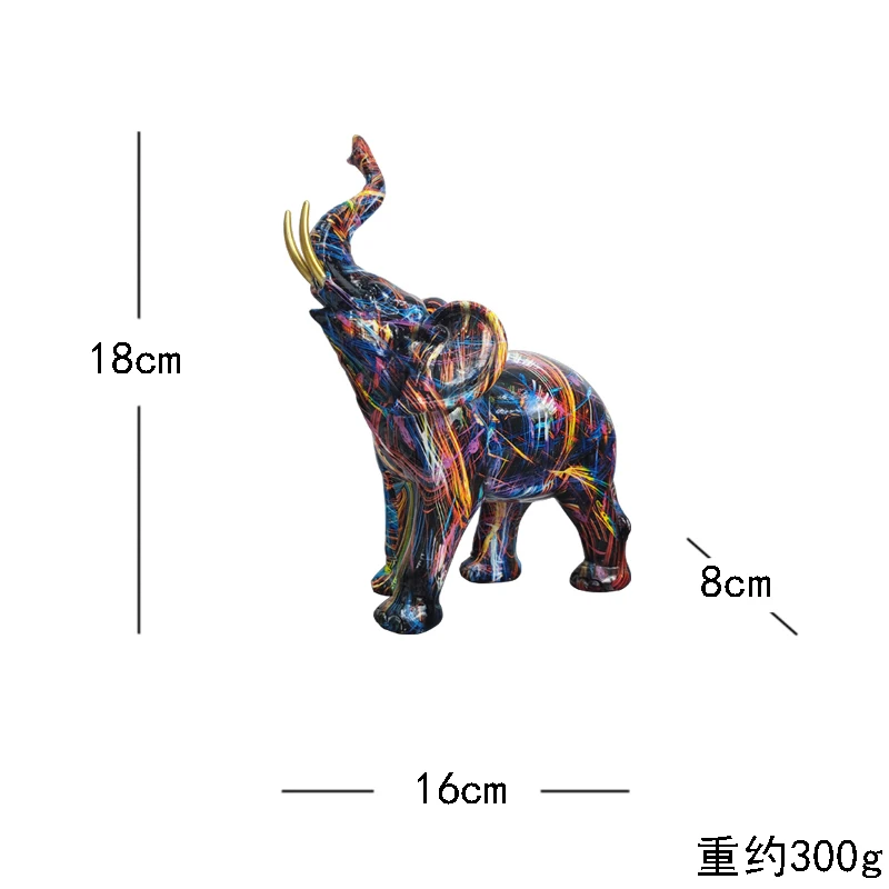 Beautiful High Quality Transfer Printing Animal Figurines Statue Home Decoration in Resin Elephant