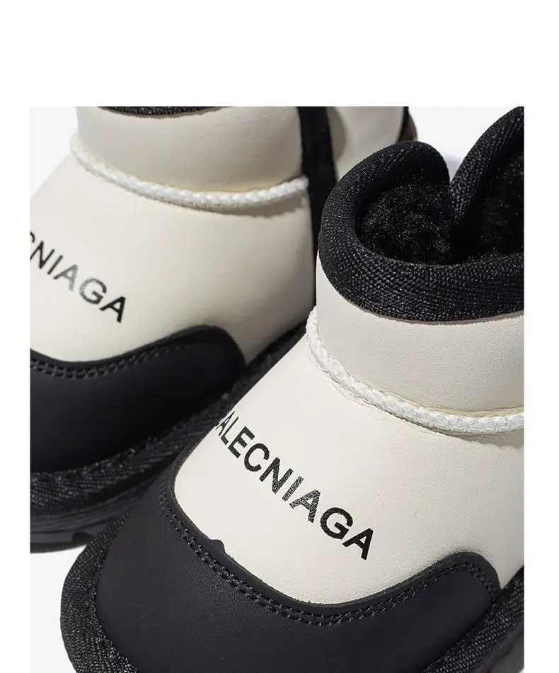 Wholesale New Fashion Kid Outdoor Warm Fur Anti-Skid Soft Microfiber Leather Snow Boots Plush Outdoor Shoes
