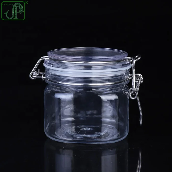 Оптовая продажа с фабрики квадратная пластиковая банка Kilner 400 мл металлическим зажимом для упаковки косметической глины