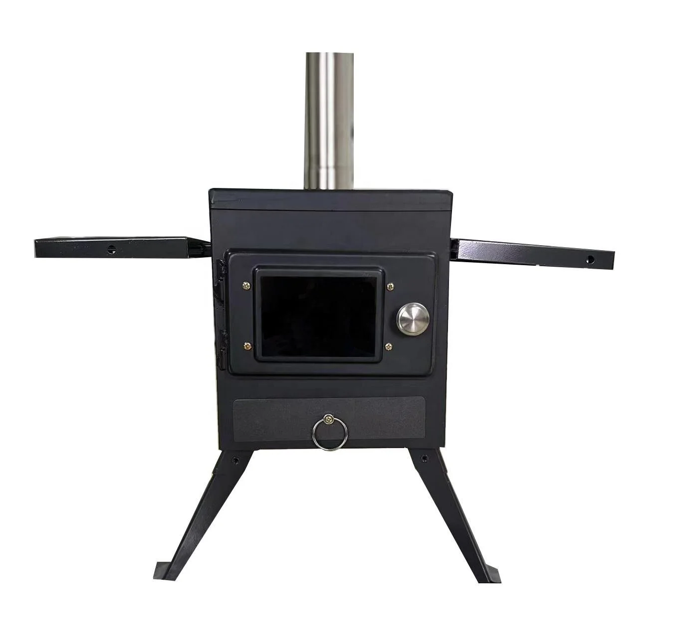 innovative  portable foldable small camping bell tent camping kitchen wood burning  stove with three glass for camping