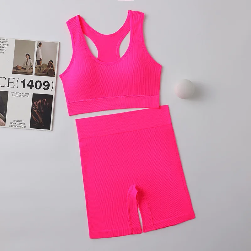 women activewear 2 piece yoga underwear girls no steel ring Sexy shorts Leggings Pants Workout yoga seamless sexy tank Top Set