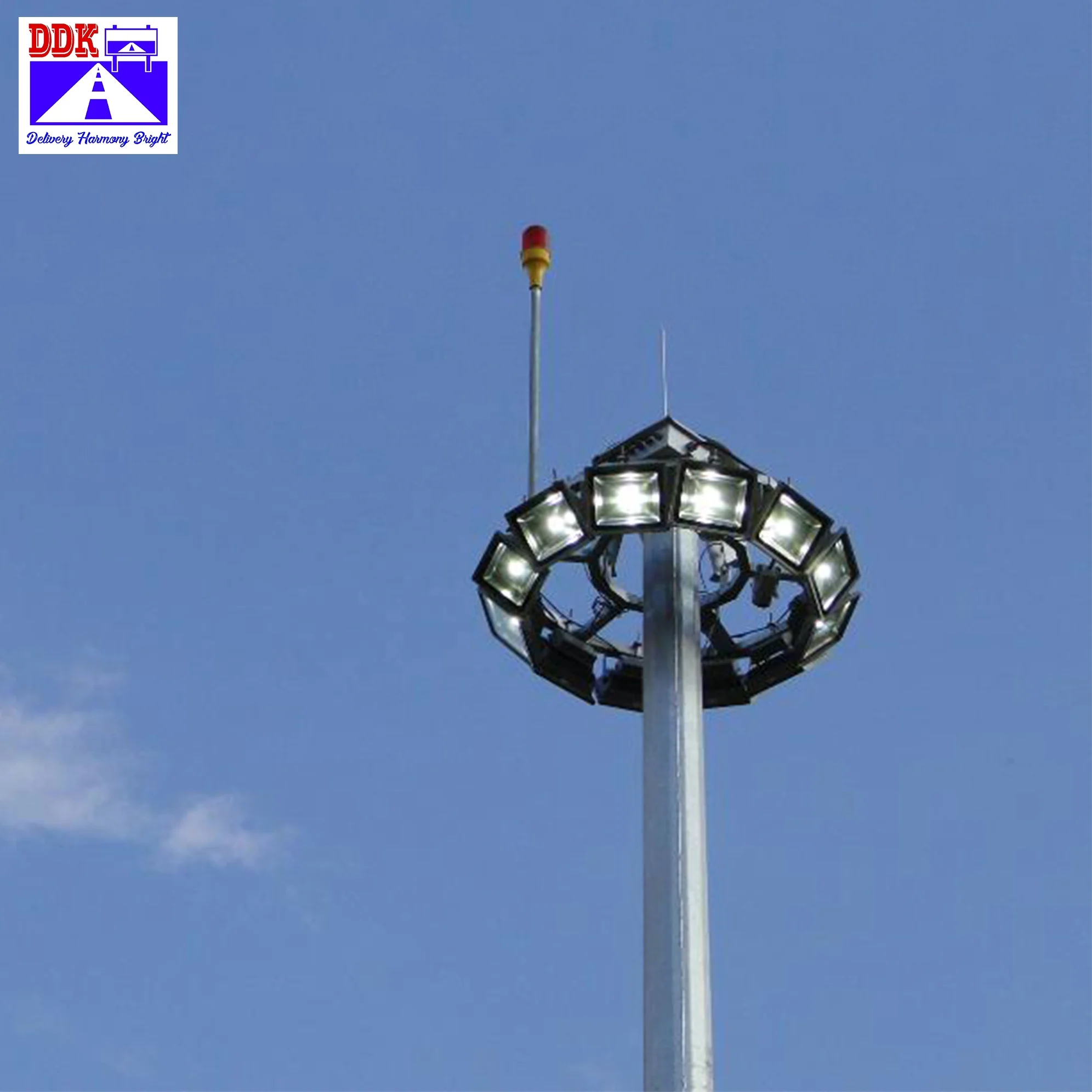DDK 15m 20m 30m outdoor high quality court galvanized high mast flood lighting Steel Pole