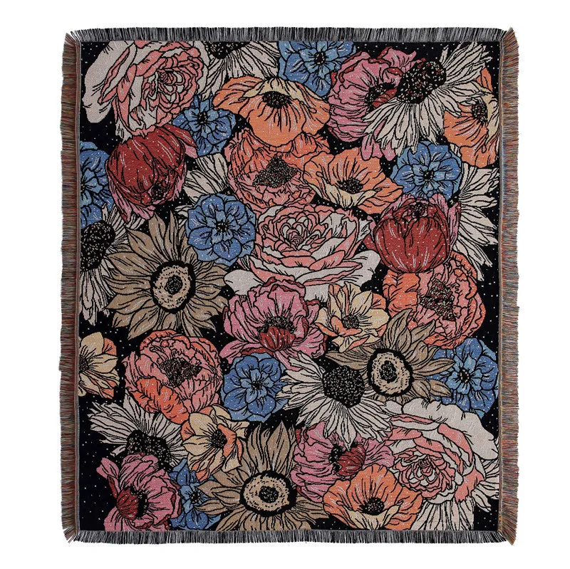 Custom Design INS 100% Recycled Cotton Picnic Rug woven Blankets throws As Thick As A Tower Beach Rug Soft and Perfect