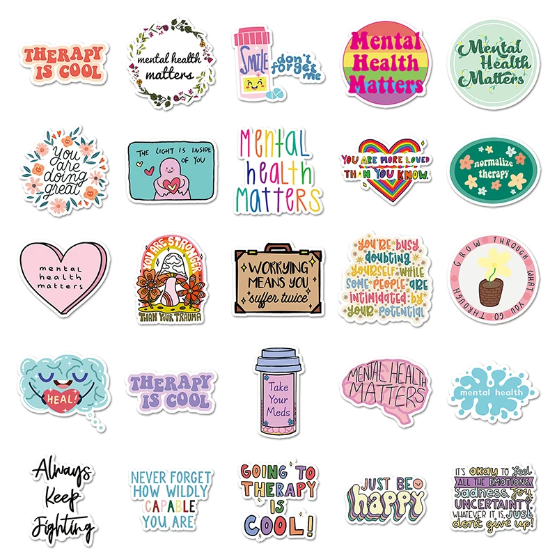 100Pcs High Quality Words Encouragement Mental Health Stickers For Girl Laptop Waterproof Custom Label