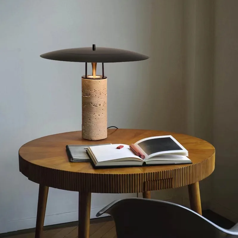 Nordic Post-modern Travertine Table Lamp INS Style Light Luxury Living Room Bedroom Bedside Art Table Lamp