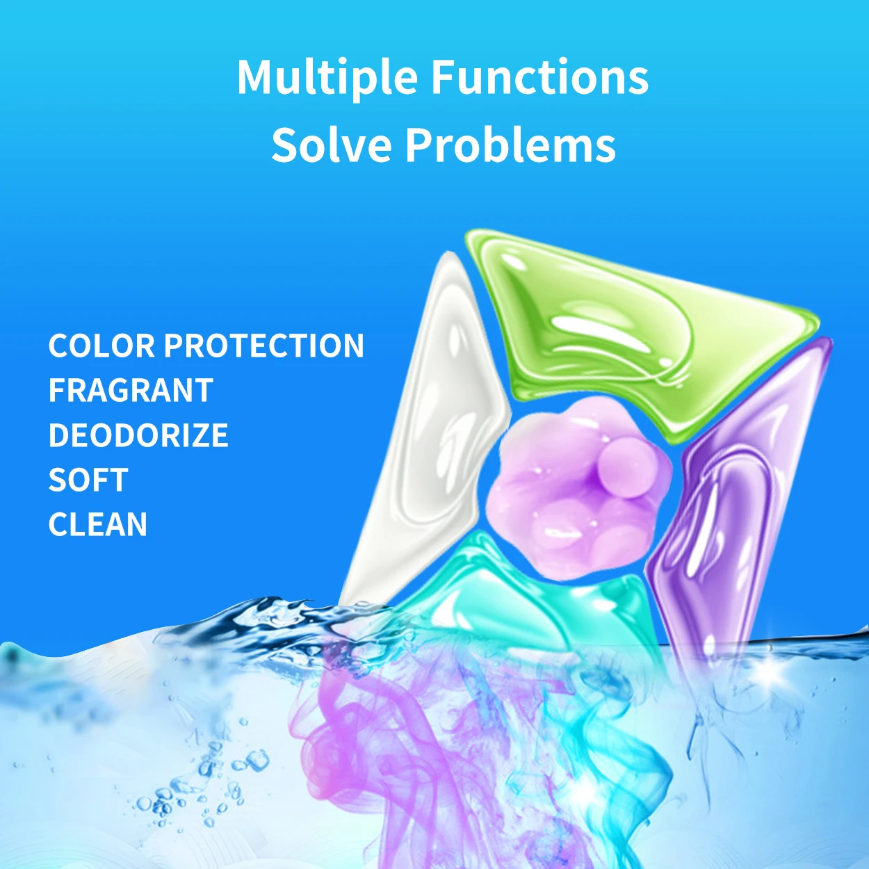 5-in-1 Tough Decontamination Disposable Laundry Liquid Capsule Gel with Fragrance Enhancement Beads for Apparel Detergent