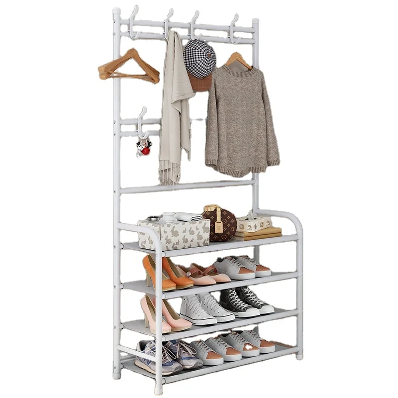 Simple floor clothes shoe rack integrated household shoes hat rack bedroom living room clothes rack