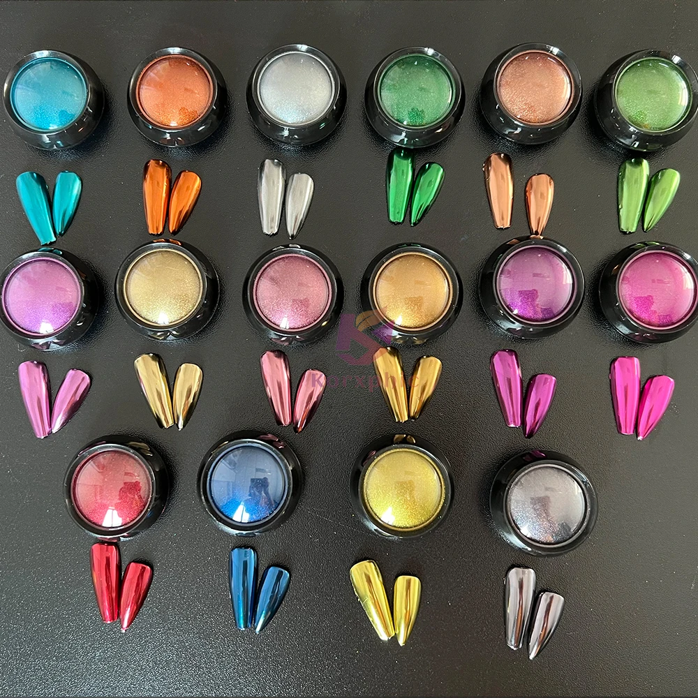 Bulk Magic Chrome Mirror Effect Powder Pearl Nail Polish Pigment 16 Colors