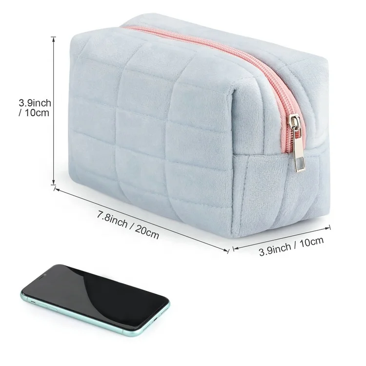 Makeup Checkered Cosmetic Bag Green Makeup Pouch Travel Toiletry Bag Organizer Cute Makeup Brushes Storage Bag for Women