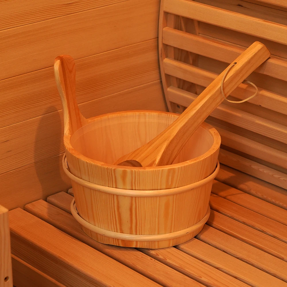 Supang Wholesale Canadian Hemlock/Cedar Traditional Steam Sauna Room Barrel Sauna Outdoor Sauna for sale