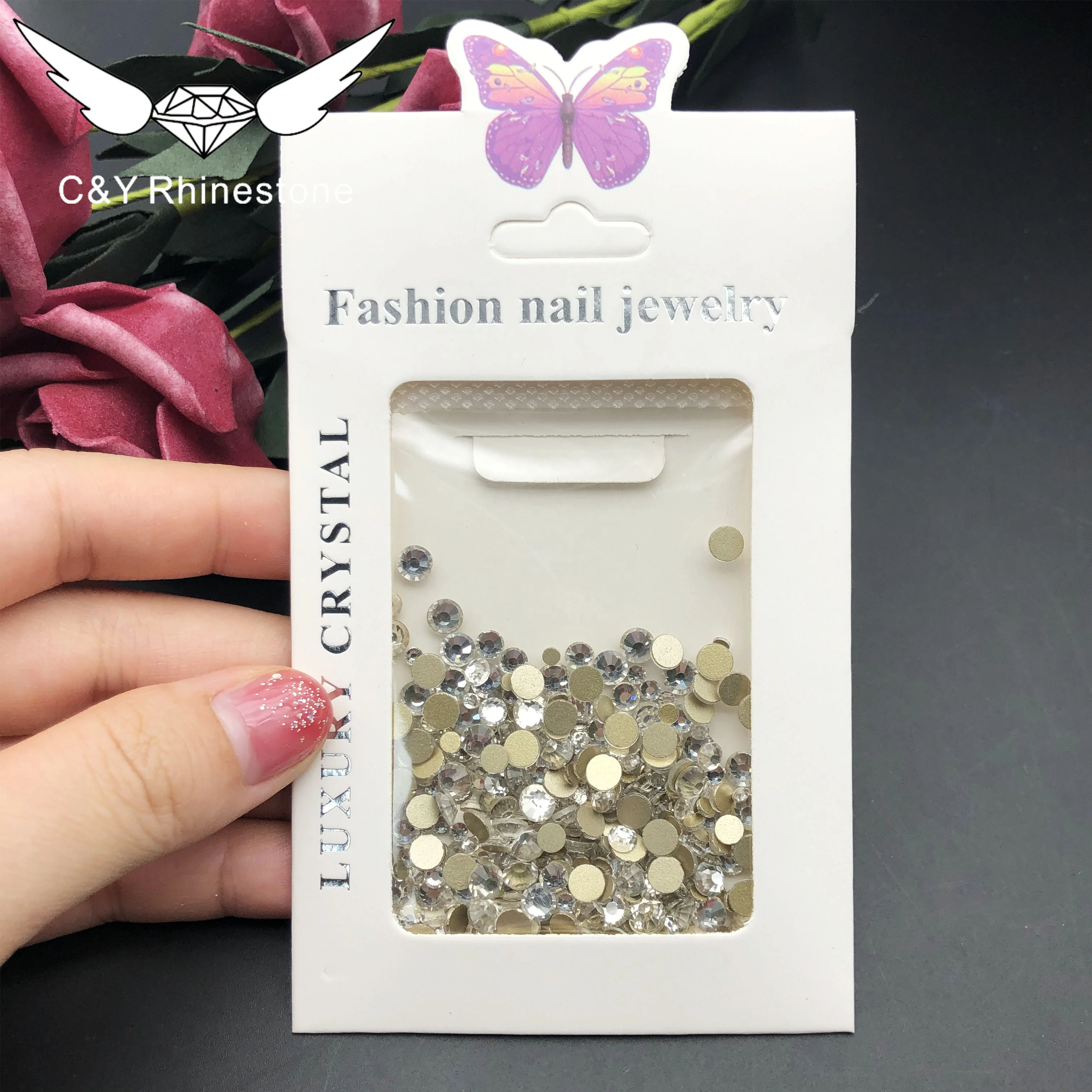 CY  Glass Mix SS6-SS20 Rhinestones Flat Back Rhinestone  Bulk Nail Art Crystals