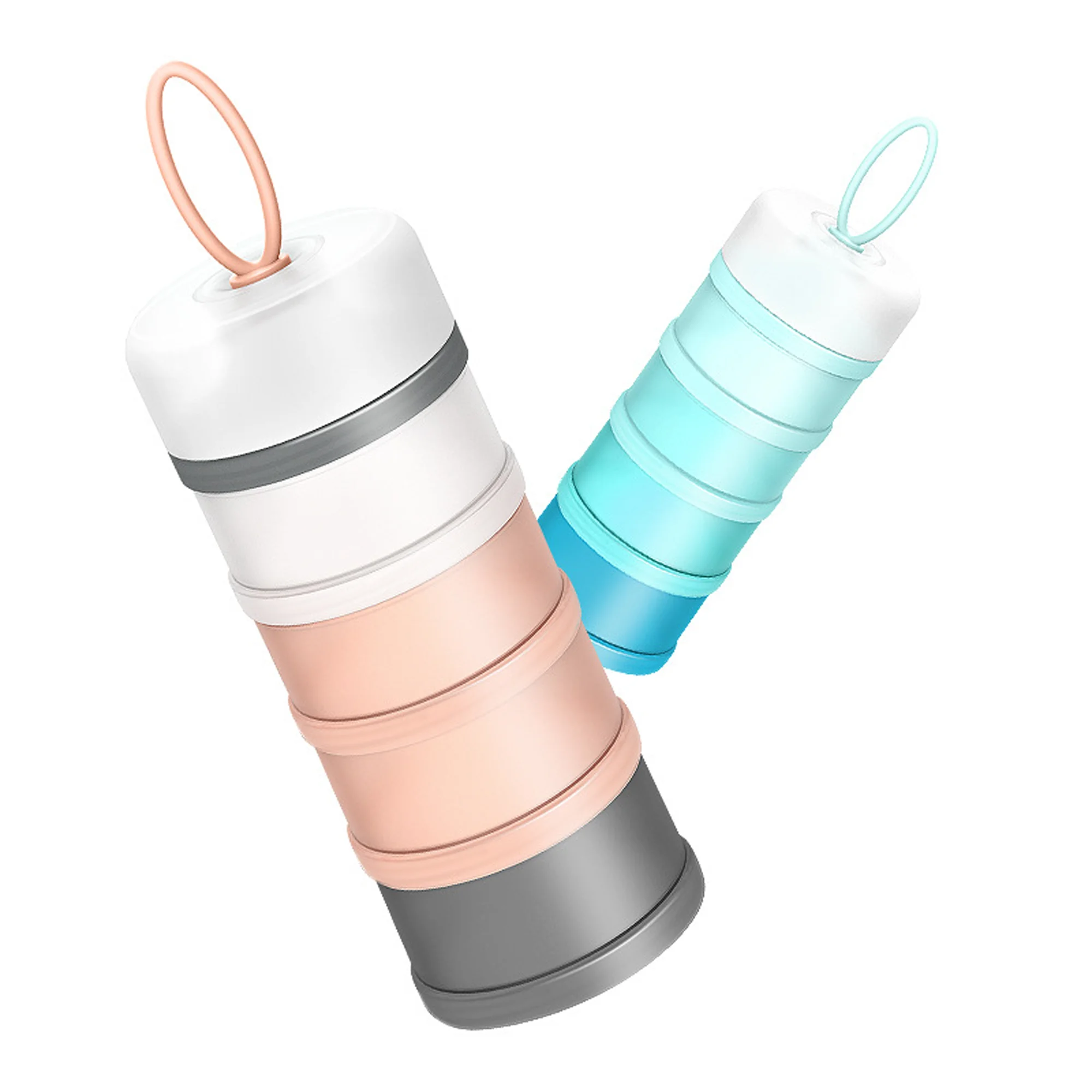 Portable BPA-Free Silicone Baby Formula Dispenser Non-Spill Stackable Kids Snack Containers On-the-Go Portable Formula Container