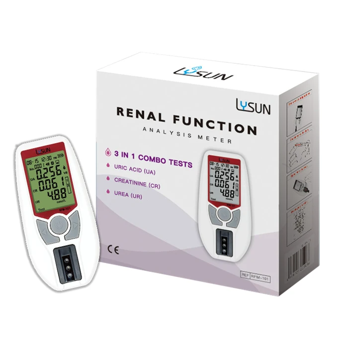 LYSUN 3 in 1 Renal Function Test Strip CREATININE/ URIC ACID / UREA Multifunctional Kidney Function analyzer