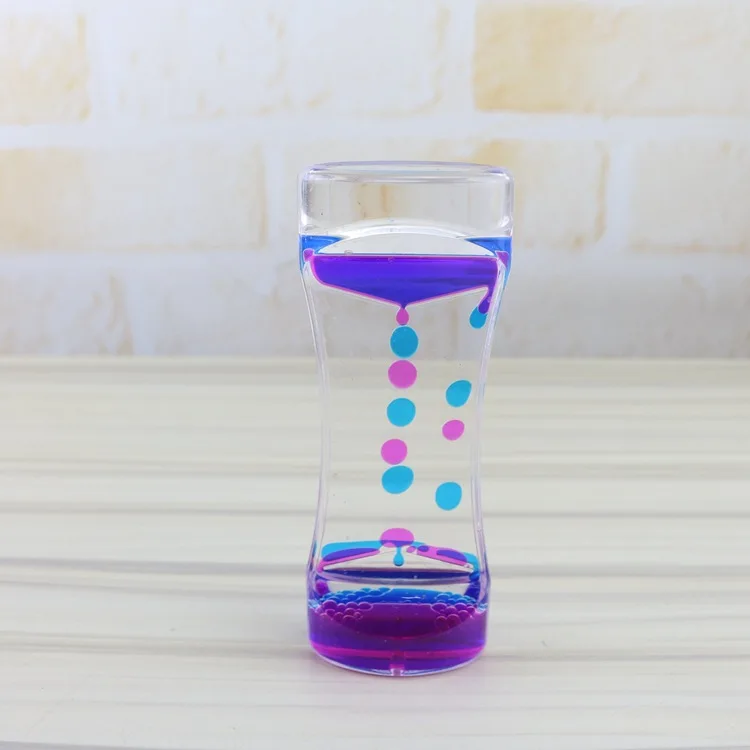 Wholesale Desk Liquid Motion Spiral Toy Acrylic Liquid Timer With Glass Hourglass Floater