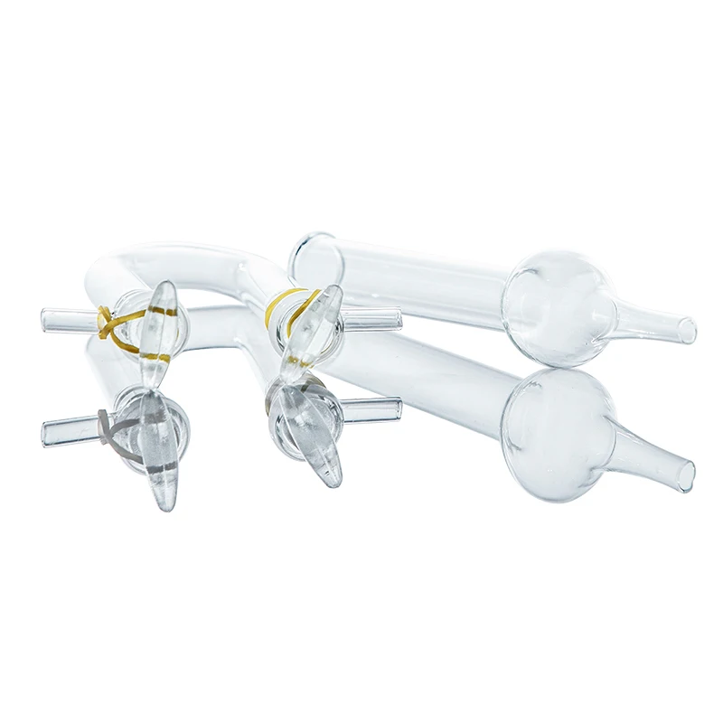 Lab single one 1 bulb glass curved oblique gas Drying Tube pipe with grind ground male joint port