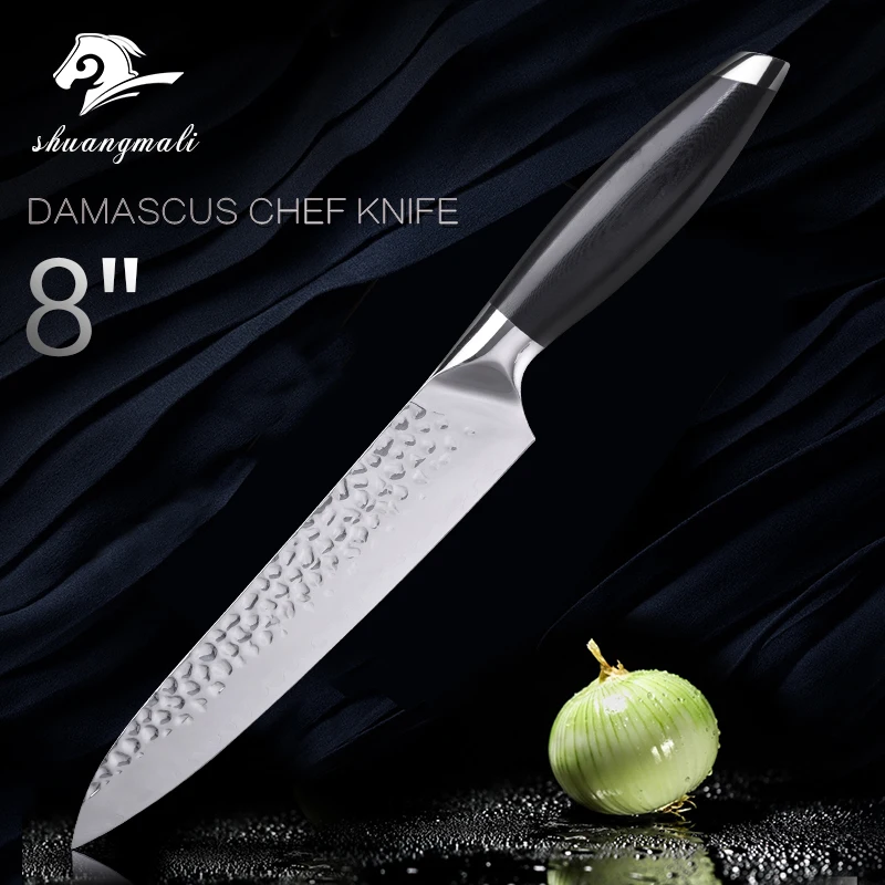 
8 Inch VG10 Handle 440C High Carbon Steel Cleaver Chef Kitchen Slicing Knife 