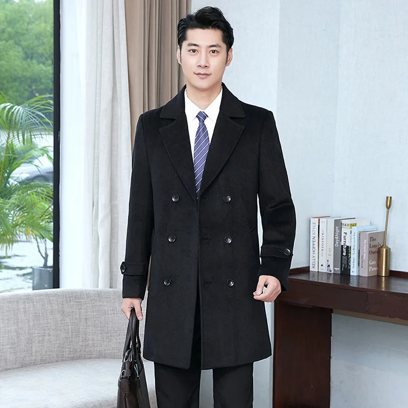 2024 custom flight attendant career tweed coat men hotel service security work clothes long warm property concierge uniforms