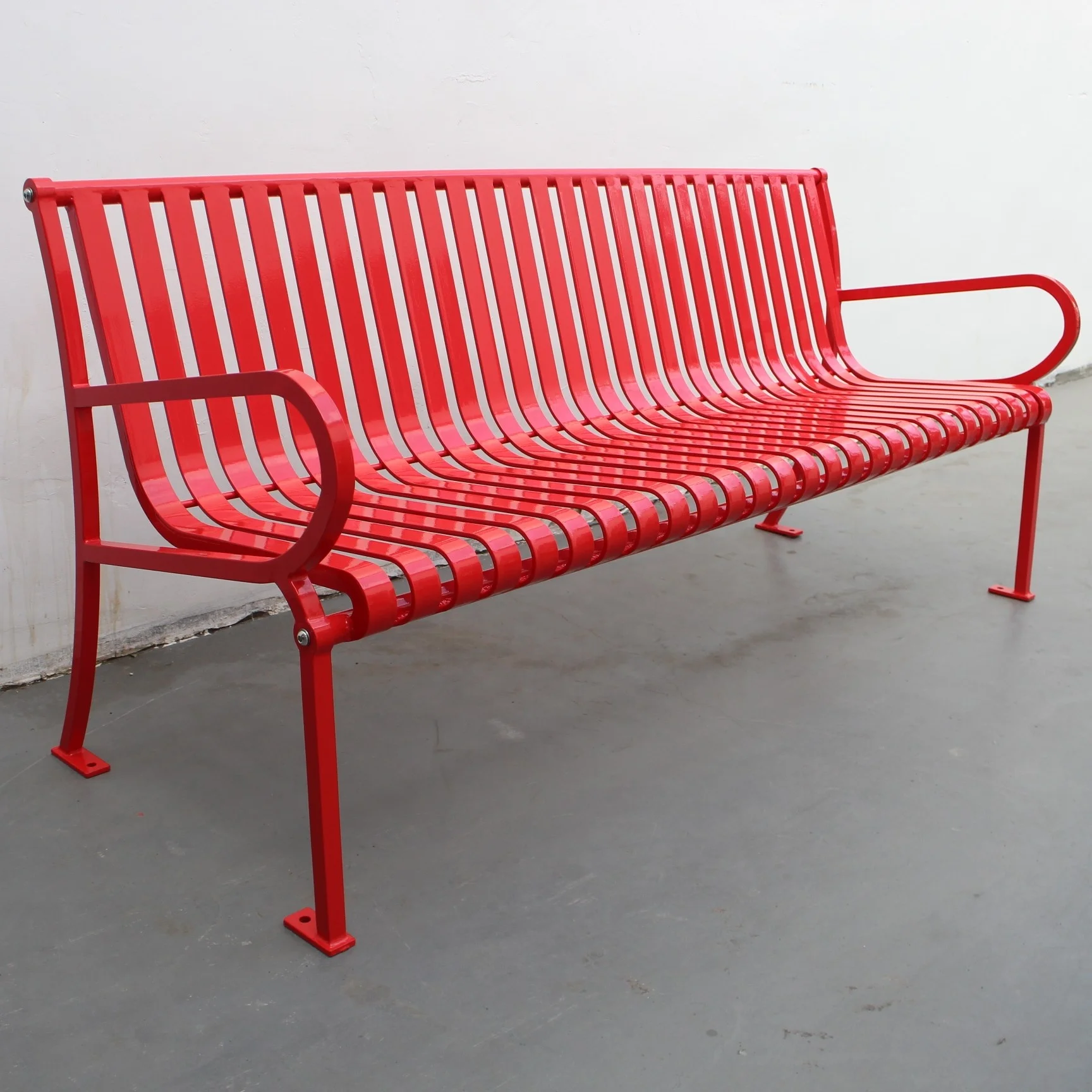 Galvanized and powder coated steel outdoor street and park bench seat outside garden metal bench seating for public